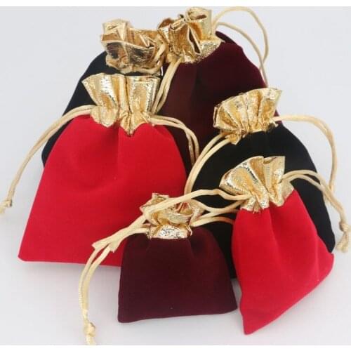 5Pcs/lot Jewelry Bags Velvet Drawstring Pouches For Wedding Engagement Party Gift Bags And Packaging DIY Accessories