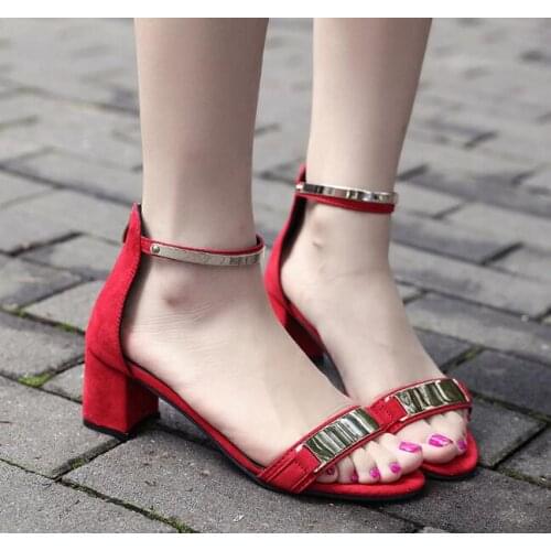 Classic High heels Sandals Women gray black Zip Open Toe Shoes Square Heel Sandals Shoes Fashion Summer women shoes Sandals