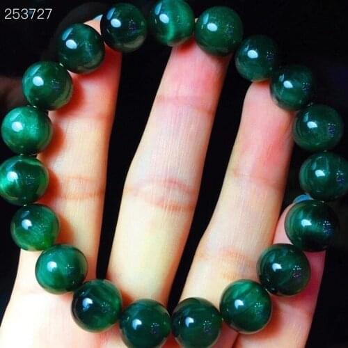 Certificate Natural Green Rutilated Quartz Cat Eye Round Beads Bracelet 10.4mm For Women Men Fashion Wealthy Stone AAAAA