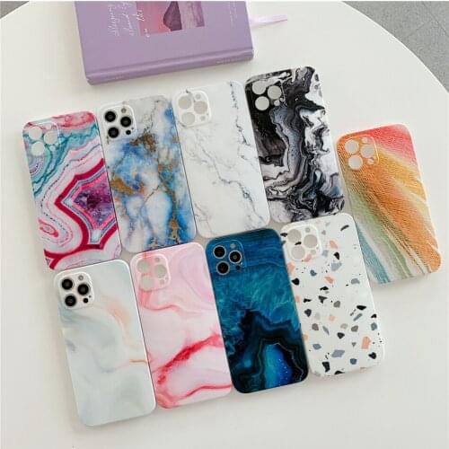 Retro Granite Marble Phone Cases for iPhone 7 8 Plus XS 11 12 Pro MAX XR X SE 2020 Stone Soft Silicone Matte Back Cover Coques