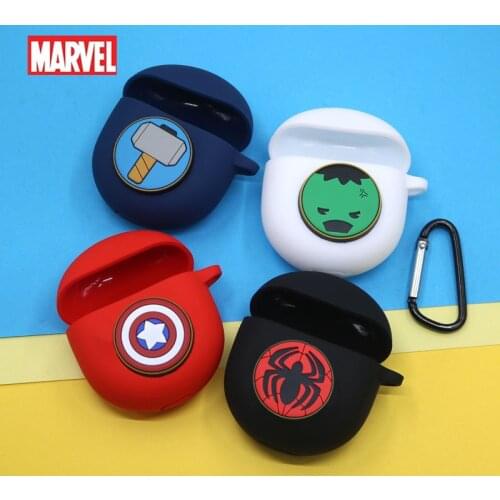 Marvel Bluetooth Earphone Case Cover For Realme Buds Air Pro Silicone Wireless Headphone Case Shell Charger Box With Hook
