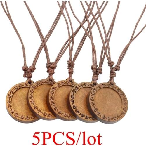 5PCS/lot Diy Wood Pendant Trays Base Fit 25mm Glass Cabochon Setting Blank Necklace Handmade Jewelry Making Supplies