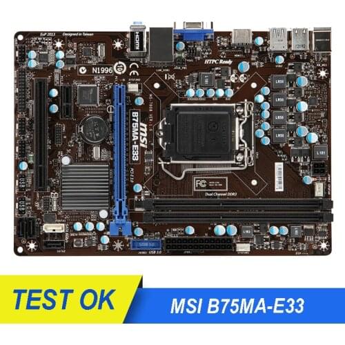 For MSI B75MA-E33 original motherboard LGA 1155 DDR3 Core i3 i5 i7 32GB PCI-E 3.0 USB3.0 SATA3 B75 Desktop Used motherboard