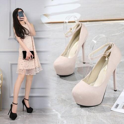 Elegant High Heels with Platform Womens Shoes Sexy Nightclubs Party Shoes Suede Pointed Toe Female Pumps 4 Colors