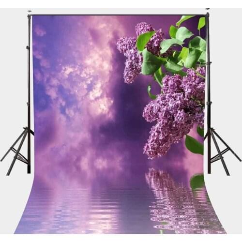 150x220cm Violet Lilac Flower Backdrop Thick Clouds Blue Sky Photography Background Pantone 18-3838