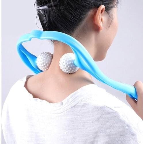 Neck Massage Tool Pressure Relieve Hand Roller Massage Neck Shoulder Dual Trigger Point Self Massager Random Color