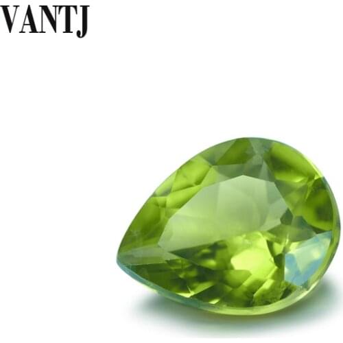 VANTJ Natural Peridot Loose Gemstone Top Quality Pear Cut for Silver Gold Women Jewelry Random Delivery