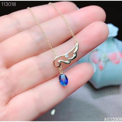 KJJEAXCMY fine jewelry 925 Silver inlaid Natural sapphire Gemstone vintage necklace ladies pendant support check