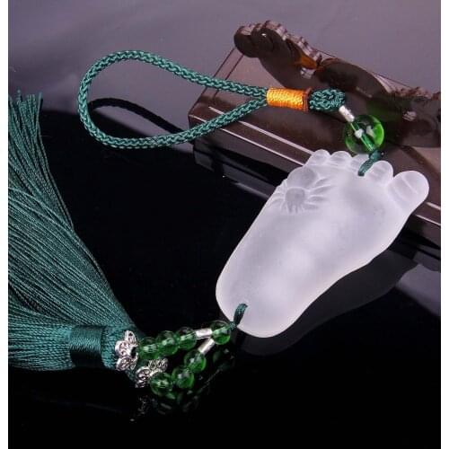 Creative Glazed Hanging Pendant Foot Shape Crystal Ornaments Interior Car Accessories Home Wall Decoration Crafts Fengshui Gifts