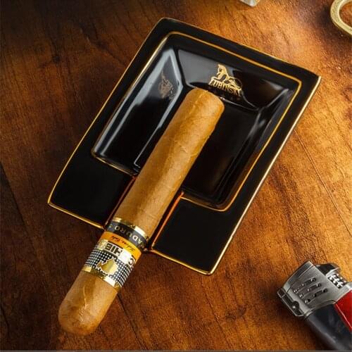 European Style Creative Cigar Ashtray Square Smoking Ash Tray Single Cigar Holder Home Travel Cigarette Ashtrays Boyfriend Gifts