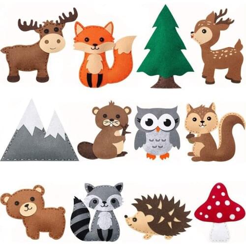 Forest Animals Felt Sewing Kit Childrens Educational Handmade Toys DIY Sewing Toy Set Childrens Beginner Handicraft Gifts