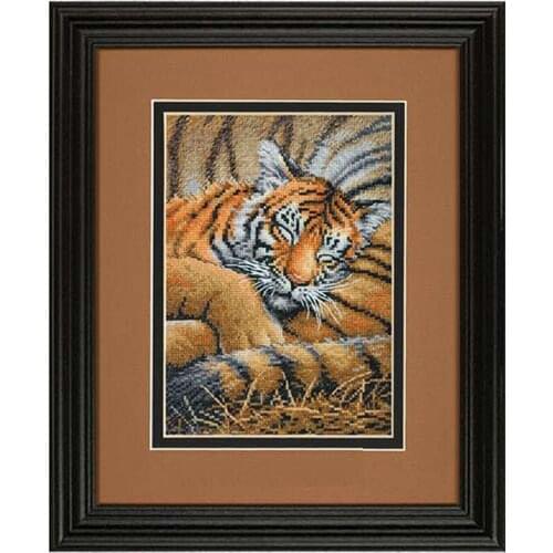 Fishxx Cross Stitch D430 Animal Sleeping Little Tiger Cub Cute Animal Home Handmade Full Embroidery Decoration Kit