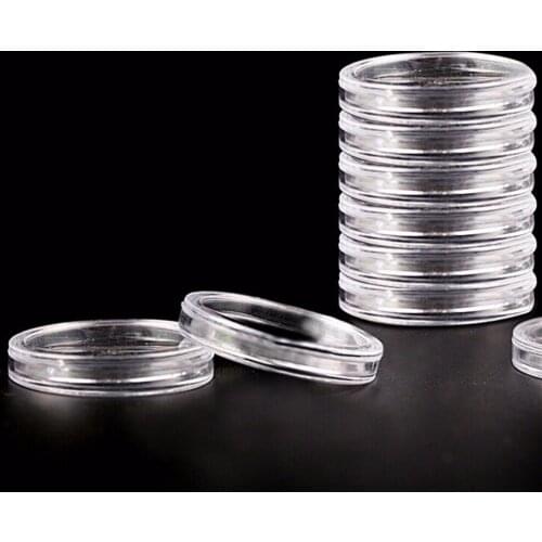 New Sale 10Pcs/lot 40mm Clear Coin Holder Capsules Cases Round Storage Ring Plastic Boxes 10 x Coin Capsules