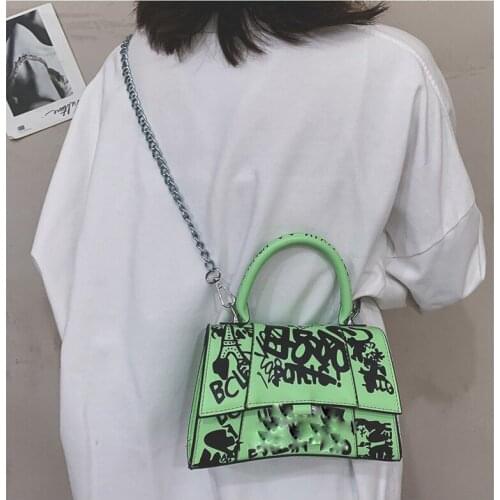 New Ladies Classic Printing Graffiti Handbags High-Quality Leather Shoulder Messenger Large Capacity Crossbody Bags Phone Purse