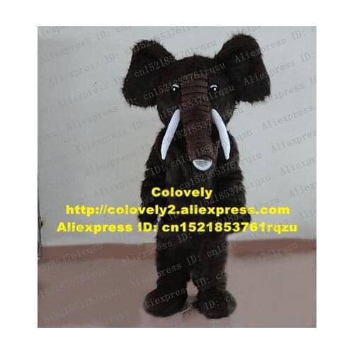 Adorable Puce Mammoth Mammuthus Wooly Mamoth Elephant Elephish Mascot Costume Cartoon Mascotte Adult White Small Ivory No.zz2686