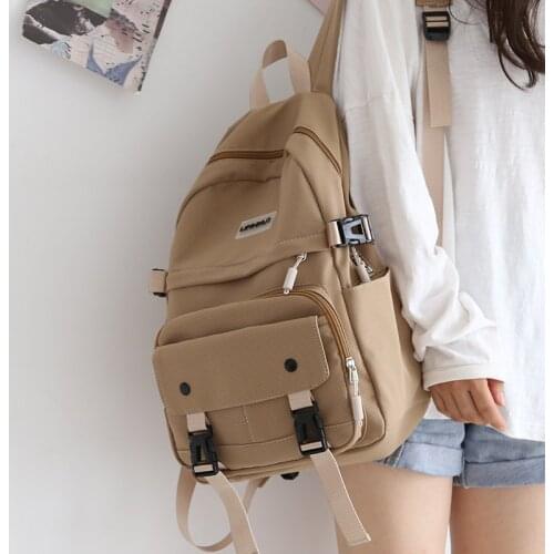 Solid Color Women Men Backpack 2021 New Female Waterproof School Bags for Teenage Girls Cute Laptop Travel Backpacks Ladies Book