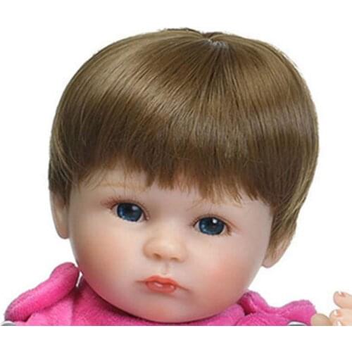 Handmade Brown and Gold High Temperature Wire Wig Short Suit 17'' Reborn Baby Dolls Accessories Realistic Baby Hair