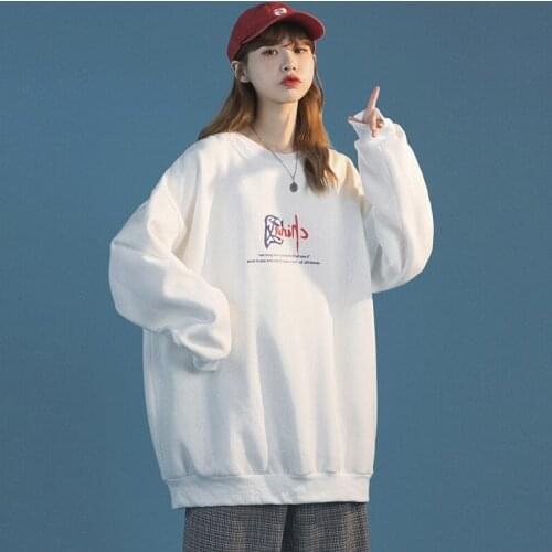 Couples Wear Round Neck Sweatshirt Korean Loose Bf Lazy Wind Sweatshirt Streetwear Women Oversized Hoodie Harajuku Hoodies