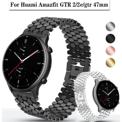 22mm Watch Band For Huami Amazfit GTR 2 2e gtr2 47mm Strap Stainless Steel Bracelet Alloy Metal Replacement Watchband ремешок