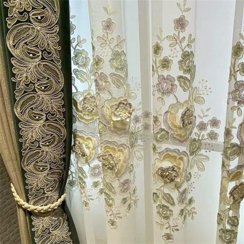 Luxury Embossed 3D Embroidered Lace Curtain High-grade Chenille Fabrics Blackout Curtains For Living Room Bedroom Blinds Drape#4