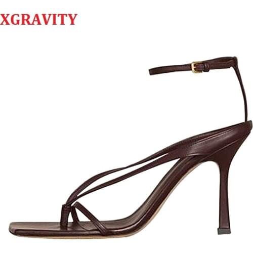 XGRAVITY Lady Open Toe Flip Flop Design Women High Heel Sandals Buckle Woman Sexy Shoes Elegant Dress Shoes Female Footwear B111