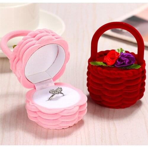 Earring Display Storage Box Jewelry Box Rose Flower Basket Design Women Finger Ring Case Wedding Decoration Jewelry Organizer