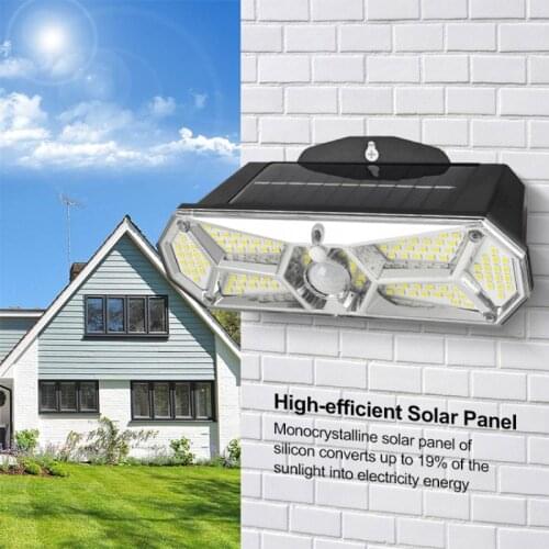 Solar Light Outdoor Human Sensor Wall Lamp Waterproof Induction Three Modes Wall Light For Home Garden Courtyard Street Lighting