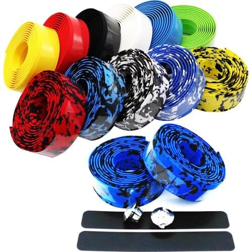 Bike handlebar Belt Sweat Absorbent Non Slip Colorful Cycling Handle Belt Bike Bicycle Cork Handlebar Tape Wrap +2 Bar HC0103