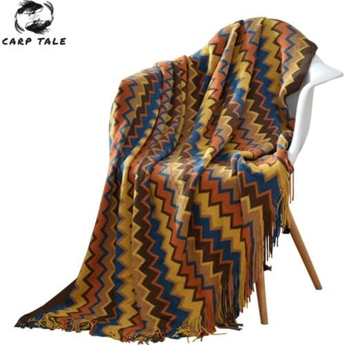 Knitted Sofa Tassel Throw Blanket Multi-function Geometry Blanket For Couch Bed Home Textile Fashion Decoration Cover Blanket