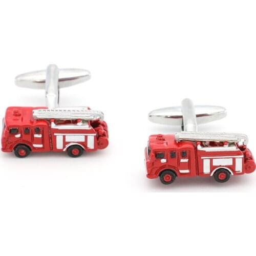 Fire Engine Cuff Links For Men Fireman Design Quality Brass Material Red Color Cufflinks Wholesale&retail