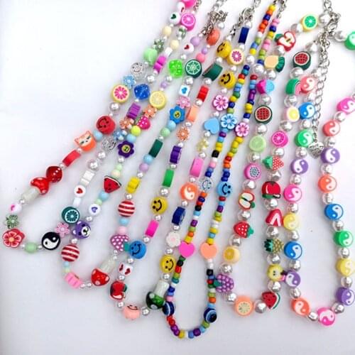 Kpop Sweet Pearl Flower Simle Face Beaded Chain Clavicle Choker Necklace For Women Korean 2021 Elegant Party Wedding Y2K Jewelry