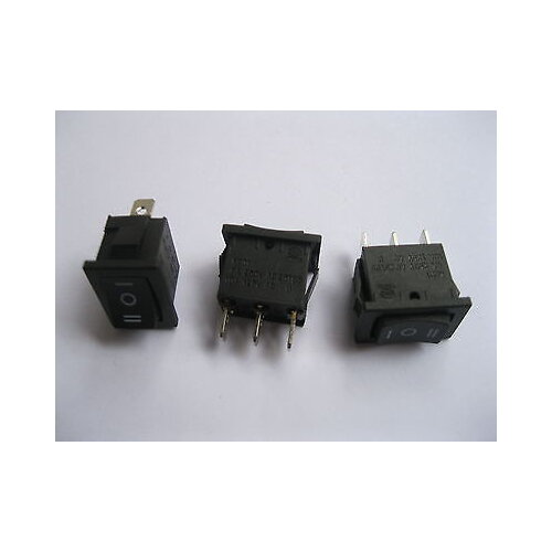 10 pcs Rocker Switch KSD1 ON/OFF/ON Black 3pin 6A 10A