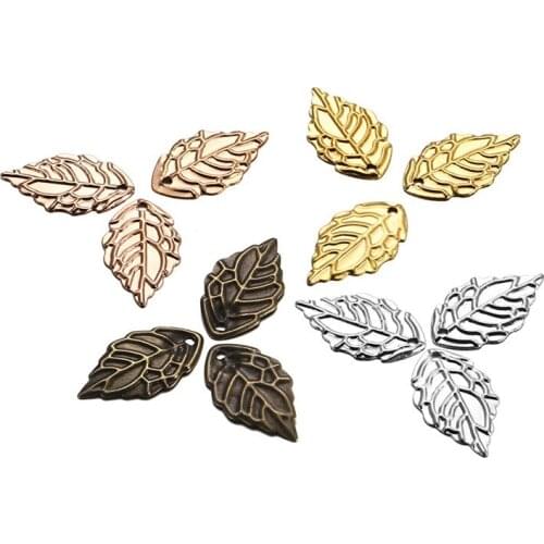 100pcs 10*18mm Gold/Metal Charms Stamping Leaf Earring Charms Pendants DIY Floating Charms for Jewelry Making