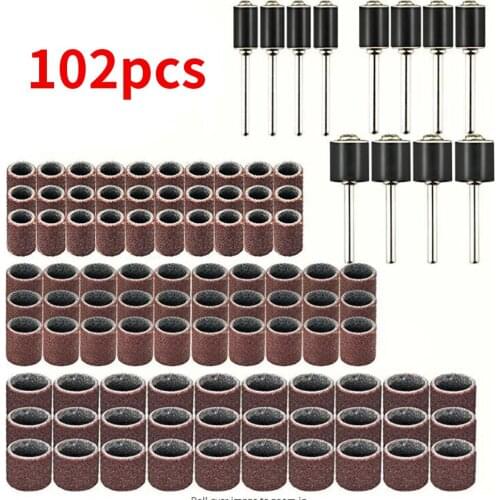 102pcs Ceramics Grit Sanding Drum Kit Connecting Rods Engraving Grinding Portable Mandrel Rotary Polishing Stone Tool