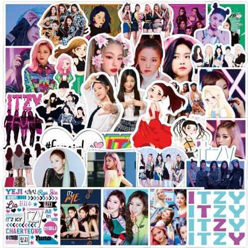 50pcs Kpop Itzy Stickers Stationery New Album Lomo Card Star Scrapbook Waterproof Decoration Stickers Diy Gift Graffiti Sticker