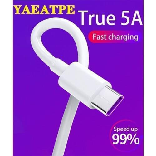 Type C Cable 5A Quick Charge For Samsung S20 S9 USB-C Fast Charge Mobile Phone Charging For Redmi Xiaomi Huawi P40 30
