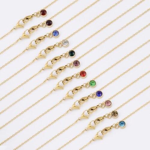 Birthdays Stone Series Eyeglass Strap Reading Glasses Hanging Chain Gold Color Sunglasses Spectacles Holder Metal Neck Slip Cord