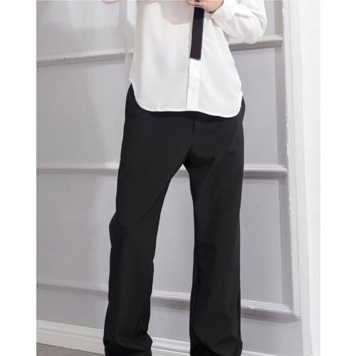 Black casual pants, versatile straight pants, men with back pockets can wear solid colors in spring, summer and autumn