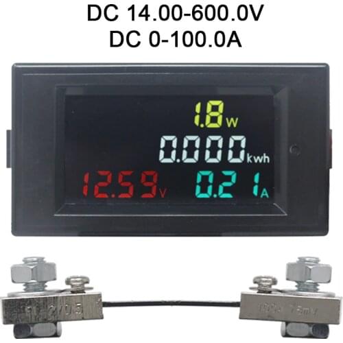 DC 14.00-600.0V 20A/50A/100A Voltmeter Ammeter Car Battery Tester Electronic Voltage Current Power Energy Meter Monitor