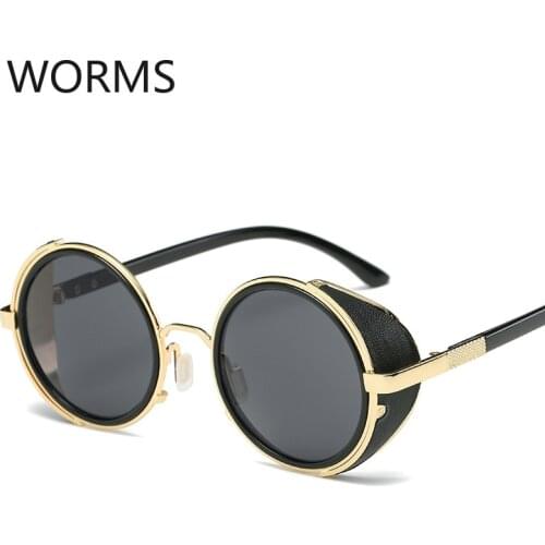 European and American fashion round frame windproof Sunglasses Steampunk round sunglasses Men Retro Metal luxury