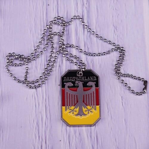 WWII German Eagle Arms Bundesadler Flag Pendant Deutschland Necklace