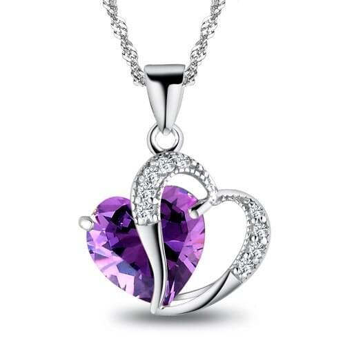 Hainon 2017 Sell like hot cakes 19 colors Top Class lady fashion heart pendant necklace crystal jewelry new girls women