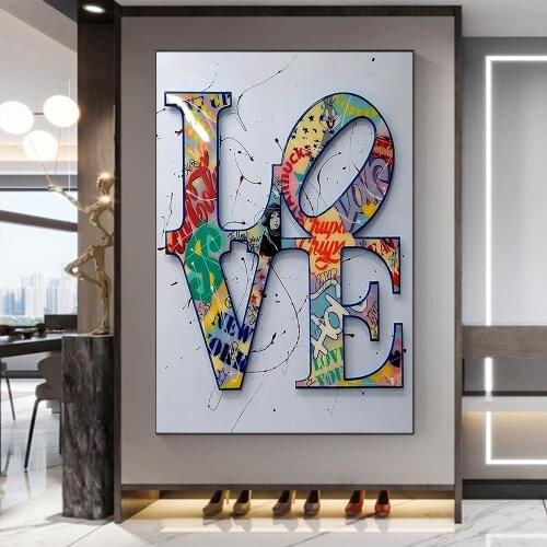Modern Abstract Graffiti Art Colorful Letter Love Hope Kiss Wordart Canvas Painting WallPicture ForLiving Room Home Decor Poster