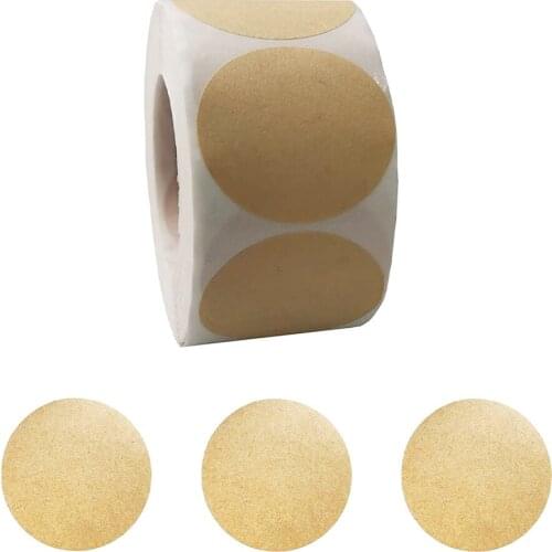 1.5" Round Brown Kraft Paper Sticker Labels Packaging Seals Crafts Wedding Favor Tag Labels 500 Total Per Roll (1 roll)