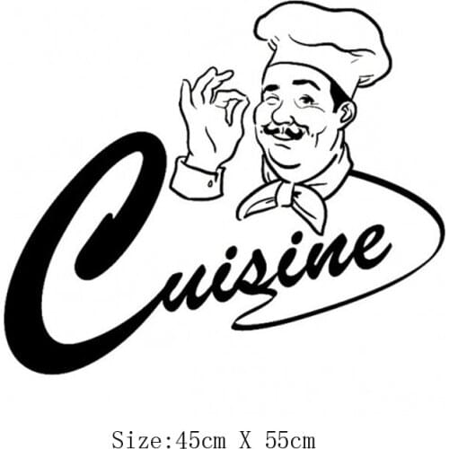 KUCADA cartoon cuisine chef man wall sticker for kitchen decoration mural decal diy wallpaper black WP1104