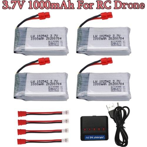 3.7v 1000mah Lipo Battery + Charger for Syma X5HC X5HW X5UW X5UC RC Quadcopter Drone Spare Parts 3.7 V 1000 mah