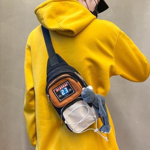 Men Chest Bag for Boys Travel Small Backpack Black Crossbody Bag Women Mini Coffee Shoulder Bag Girls Simple Storage Hand Bags