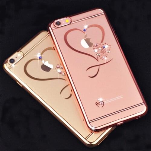 Love Heart Diamond Soft Phone Case For IPhone 12 Mini 11 Pro X XR XS MAX For IPhone 7 8 6S Plus Transparent Silicone Cover Coque