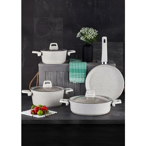 2021 model cookware set 7 Piece Vıctorıa White Cookware Set