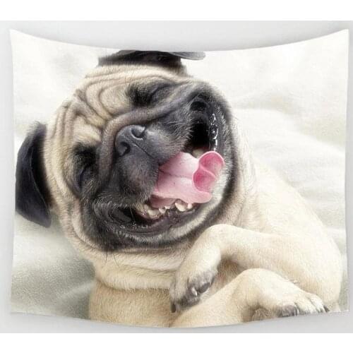 Laughing Pug Tapestry Wall Hanging